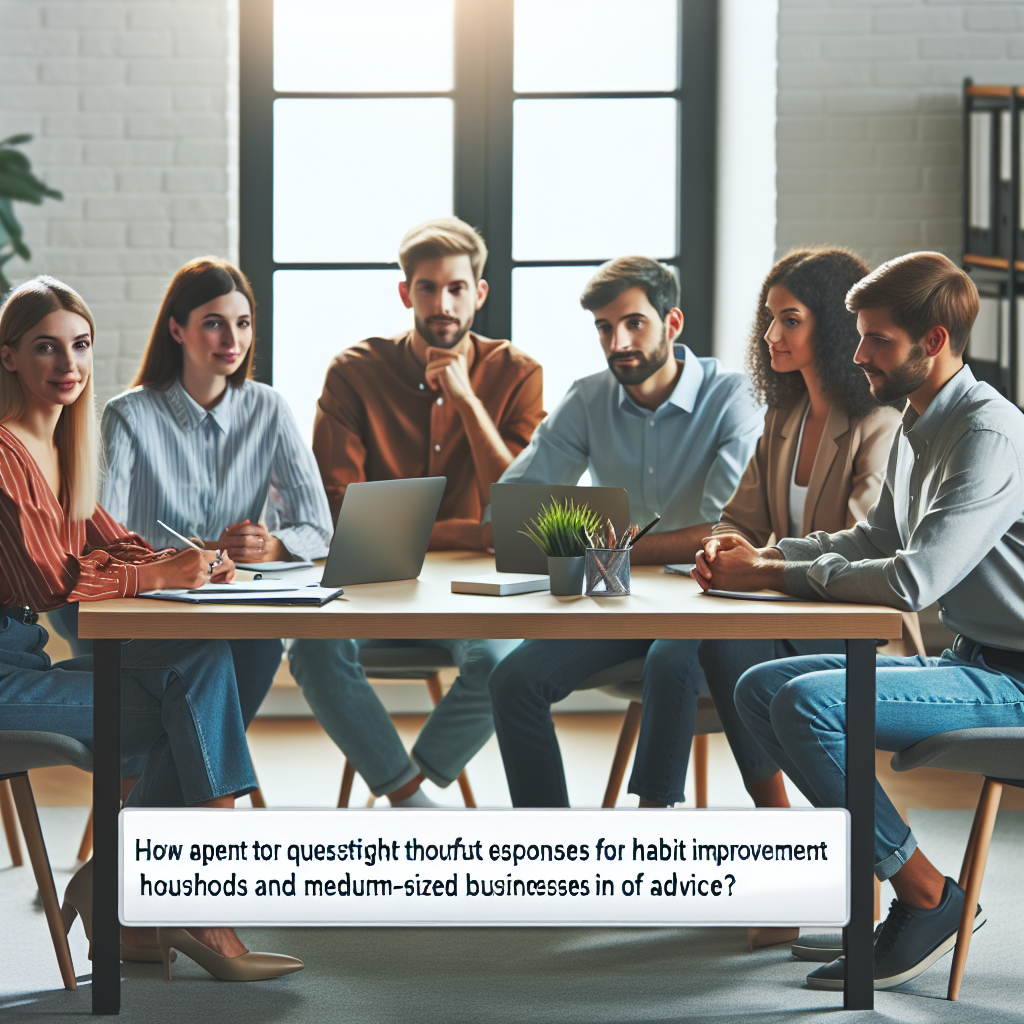 Friendly support professionals seated in contemporary office environment preparing diligent responses to habit improvement inquiries from German households and mid sized companies seeking guidance.